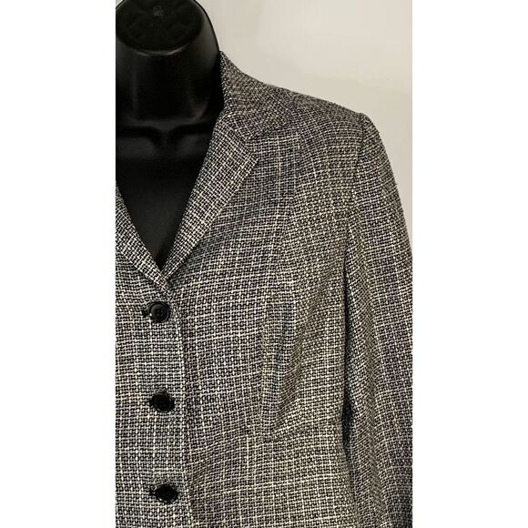 Cynthia Howie Women's Black Tweed Crop Silk Button Blazer Jacket Size Petite 4P - Picture 6 of 8